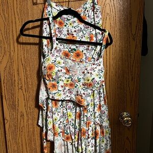 No Boundaries Floral Skirt Set - Orange and White